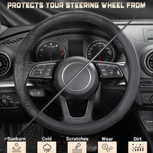 Load image into Gallery viewer, SEG Direct Black Microfiber Leather Auto Car Steering Wheel Cover Universal 15 inch