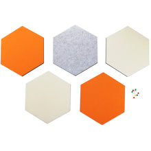 Load image into Gallery viewer, SEG Direct Hexagon Felt Board Orange/Ivory/Gray 5 PCS Set with Push Pins 10.2 x 11.8 x 0.5 inches