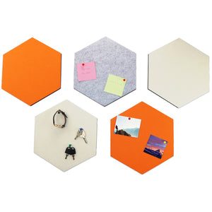 SEG Direct Hexagon Felt Board Orange/Ivory/Gray 5 PCS Set with Push Pins 10.2 x 11.8 x 0.5 inches