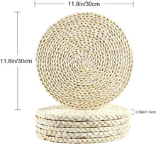 Load image into Gallery viewer, SUEH DESIGN Set of 6 Round Woven Placemat, Corn Husk Weave Placemat, Placemat Braided Rattan Tablemats 11.8&quot;