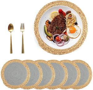 SUEH DESIGN Cotton Pot Mats Handmade Woven of Cotton Coasters Non-Slip Heat Insulation Round Placemats Set of 6, Hot Mats for Cooking and Baking 11.8"