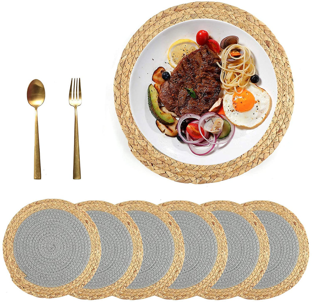 SUEH DESIGN Cotton Pot Mats Handmade Woven of Cotton Coasters Non-Slip Heat Insulation Round Placemats Set of 6, Hot Mats for Cooking and Baking 11.8